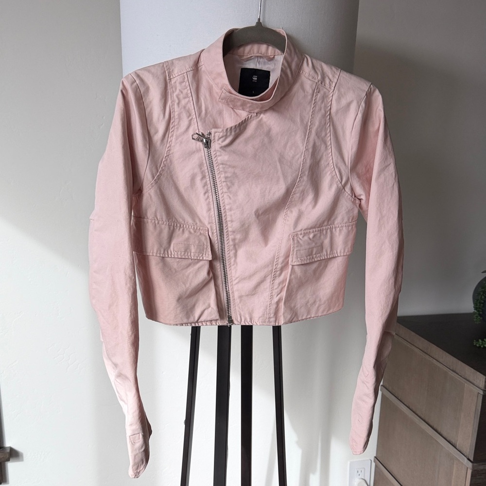 G-Star RAW crop moto cotton jacket in Blush pink size small